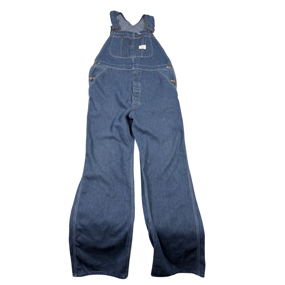 Vintage 70s Big Mac JCPenney Square Bak Denim Overalls Mens Bibs Farm 35x31
